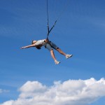 Sept. - Janaye at "Pingree Park" outdoor school camp, flying high