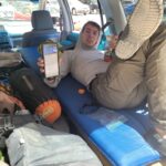 Alex's mountain climbing car-bed and gear
