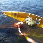 Needing rescue after swamping canoe in rapids