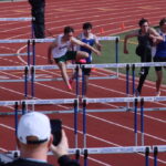 Eric leading the pack in the 110m hurdles at the Boulder Co. Champs