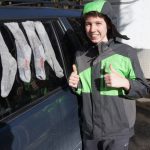 Alex at the Scout Klondike winter campout - trying to dry out socks!