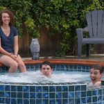 Hot tubbing at Aunt Julie and Uncle Mikes